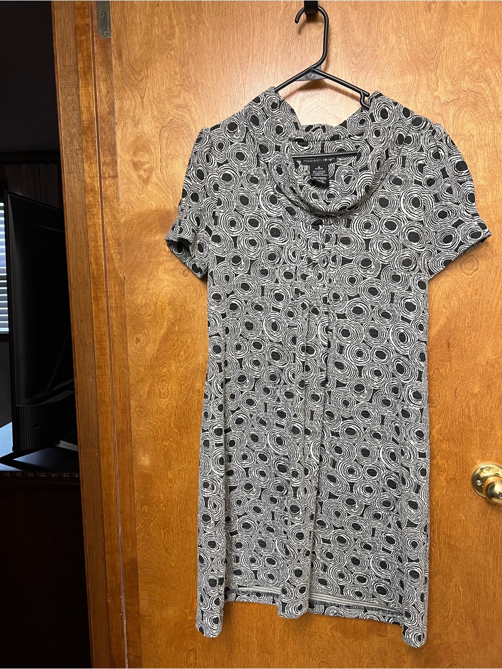 madison leigh Black and White Printed Short-Sleeve Dress